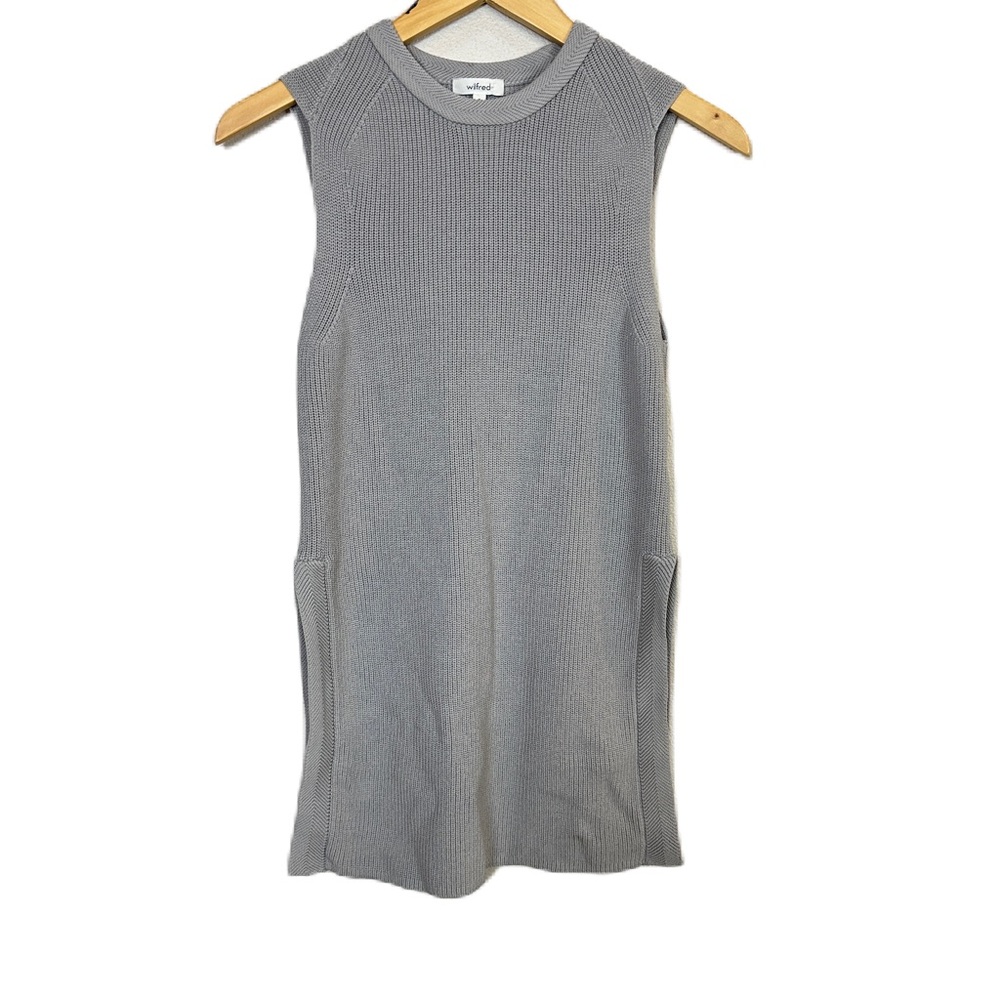 Aritzia Wilfred Palmier Tunic‎ Knit Gray Sweater Sleeveless Ribbed Women’s Small